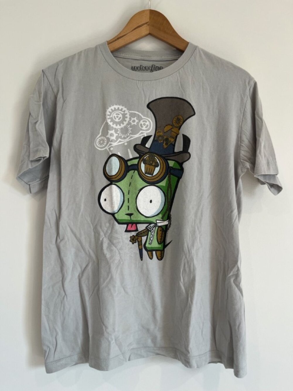 Official Invader Zim GIR Steampunk Cupcake Graphic T-Shirt Light Gray Large